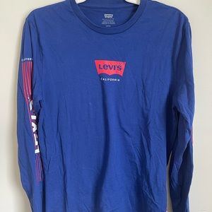 Levi’s Blue, Red and White Long Sleeve Logo T-Shirt